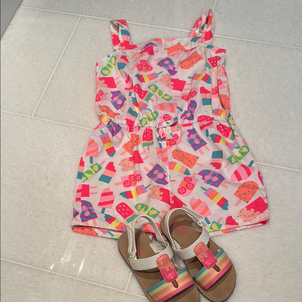 Popsicle romper and Sandals Set